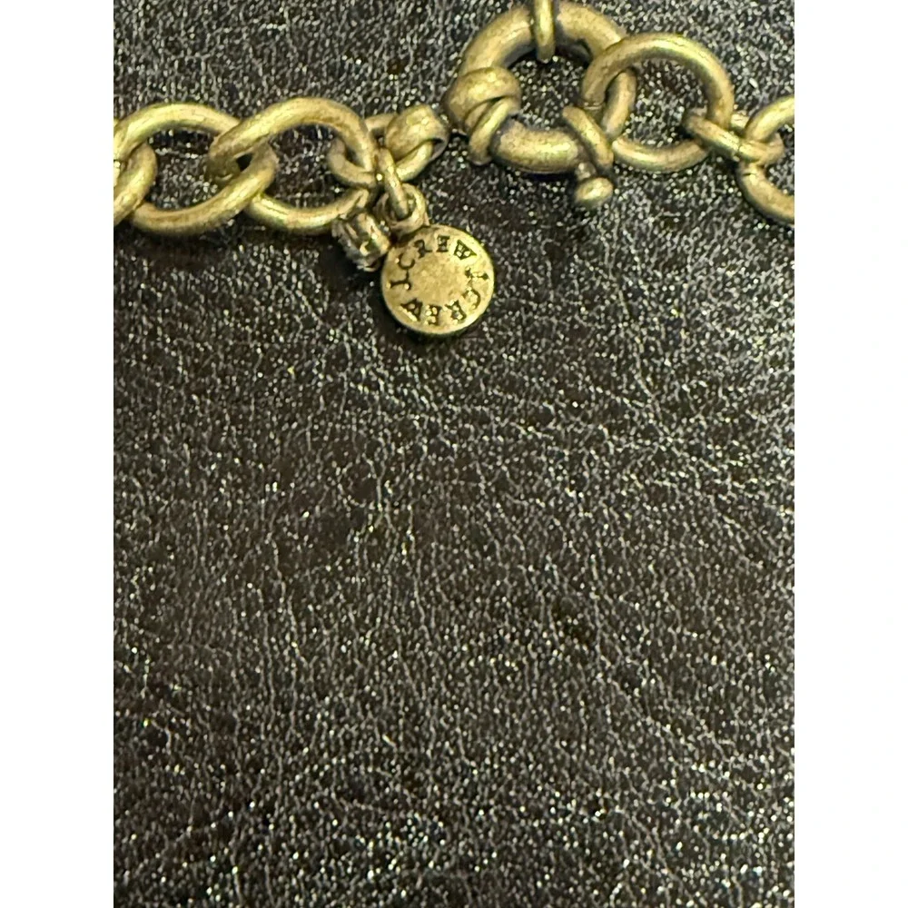 J‎ Crew Statement Necklace Gold Tone Turquoise Blue Flower Gemstone Pendant